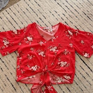 Floral Red Crop Top